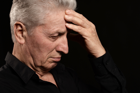 Portrait of a sad old man close-upの写真素材
