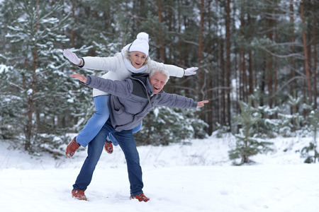 happy mature couple have funの写真素材