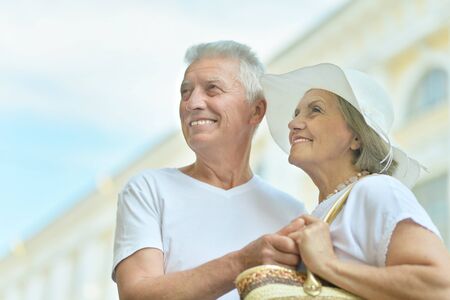 Senior couple resting at the resortの写真素材