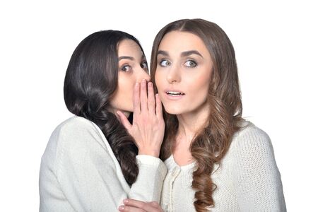 close up portrait of two girlfriendsの写真素材