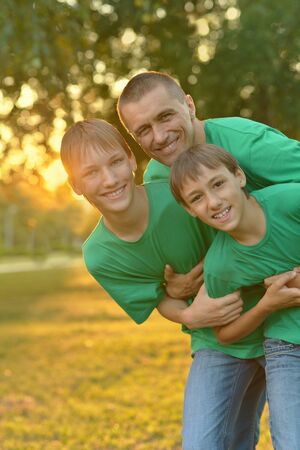 family having fun outdoorsの写真素材