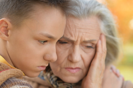 grandmother  and grandson huggingの写真素材