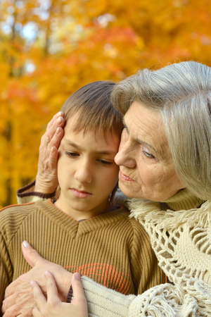 grandmother  and grandson huggingの写真素材