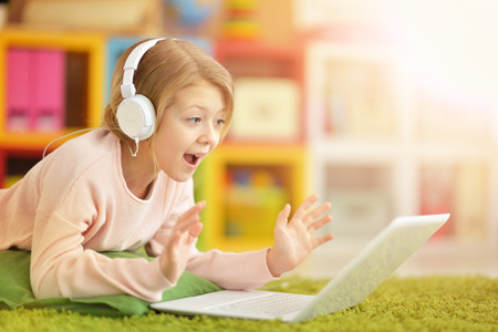 girl using modern laptop