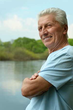 elderly man in parkの写真素材