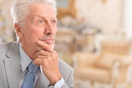 senior man thinkingの写真素材