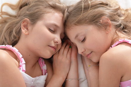 two sisters twinsの写真素材