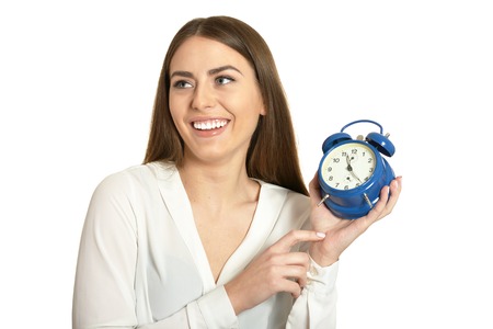 woman with the clockの写真素材