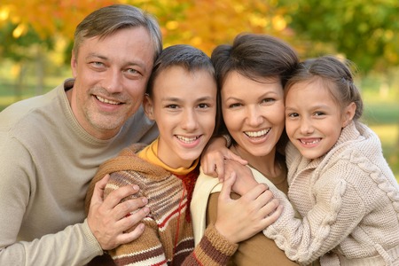 Portrait of a happy family in park