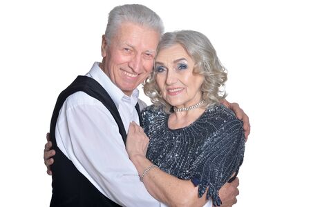 Portrait of a happy senior couple huggingの写真素材