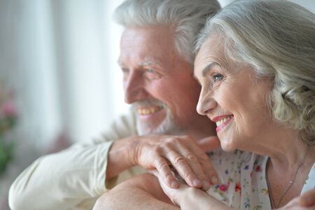 Portrait of cheerful senior couple at home