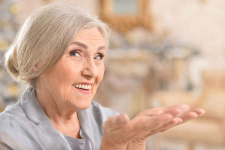 Close-up portrait of a beautiful senior woman