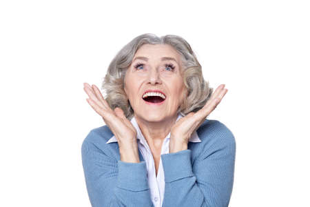 Close up portrait of happy smiling senior woman