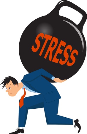 Businessman under a heavy load of stressのイラスト素材