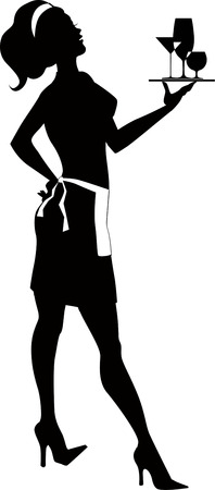 Silhouette of a cocktail waitressのイラスト素材