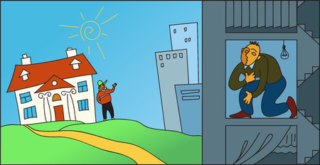 Living in the city or in the suburbsのイラスト素材