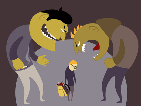 Bullies and a kidのイラスト素材