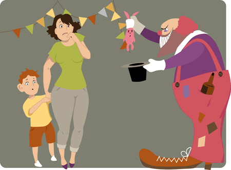 Scary clown at a children partyのイラスト素材