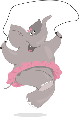 Cartoon elephant jumping ropeのイラスト素材