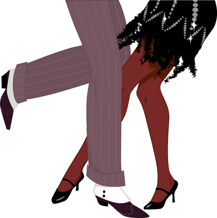 Legs of a couple in 1920s clothes and footwear dancing the Charleston no transpatencies EPS 8のイラスト素材