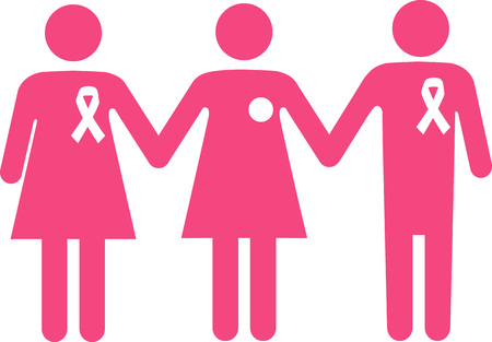 Symbol for a breast cancer patient, undergone mastectomy, with a support group, wearing a ribbon,  EPS 8のイラスト素材