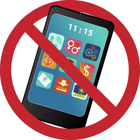 No smartphone prohibition sign, vector illustration, , no transparencies, no meshのイラスト素材