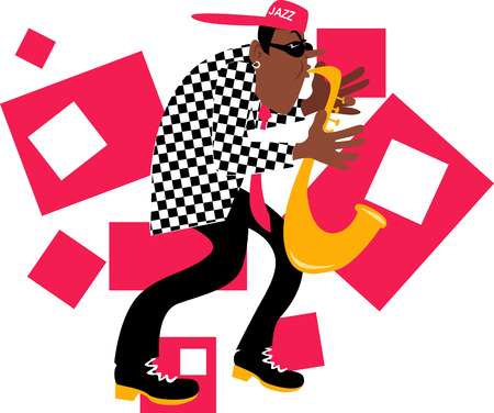 Jazz musician playing saxophone, EPS 8 vector illustrationのイラスト素材