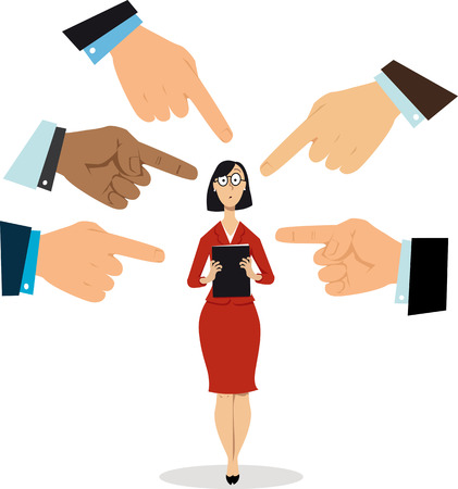 Fingers pointing at a concern business womanのイラスト素材