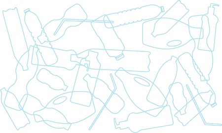 Plastic pollution awareness background made of silhouettes of plastic bottles and straws, EPS 8 vector illustrationのイラスト素材