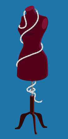 Dressmaker's mannequin with a measuring tape wrapped around it,  EPS 8 vector illustrationのイラスト素材
