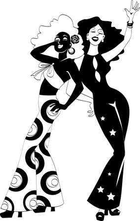 Woman finishing her Christmas shopping and holding a big pile of wrapped gift she just purchased in the storeのイラスト素材