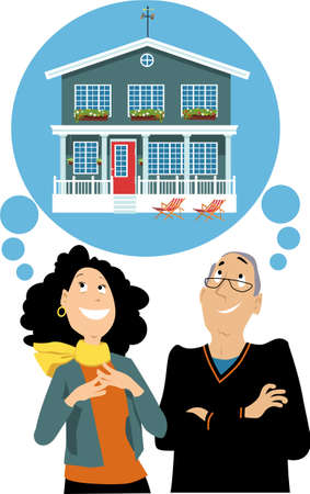 Couple thinking about buying a vacation home or a new rental propertyのイラスト素材