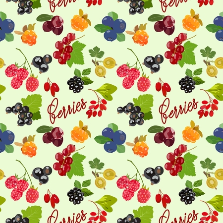 Seamless pattern with juicy berries. Vector illustration.のイラスト素材