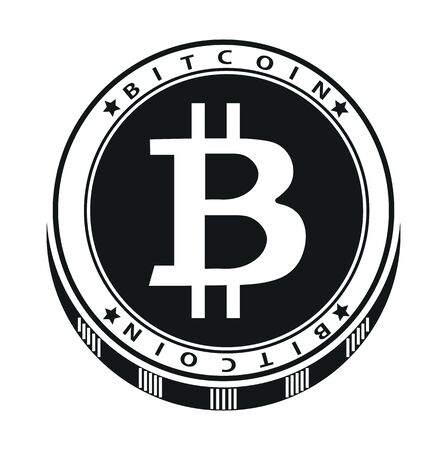 Monochrome dark bitcoin icon on a white background. Vector illustration.の写真素材