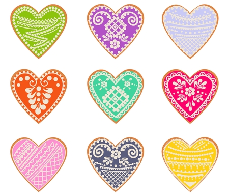 Set of cookies in form of hearts. Valentines Day. Vectorのイラスト素材