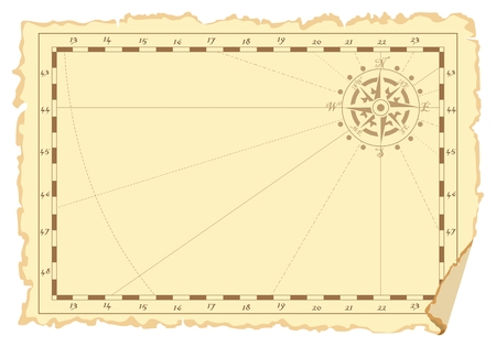 Concept of an old sea chart template. Vector illustration.のイラスト素材