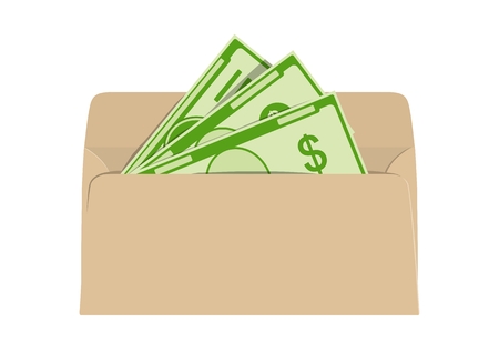 Money in envelope. Net and shadow income. Vector illustration.のイラスト素材