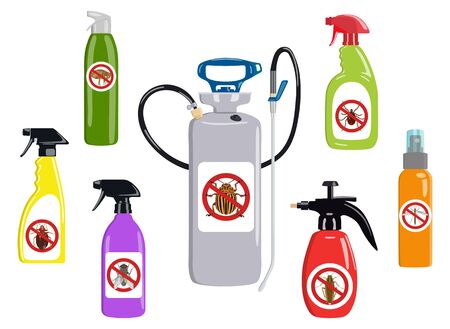 Set of icons insect sprayers. Anti Bug. Vector illustrationのイラスト素材