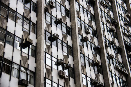 An old business building low angle view from the street.の写真素材