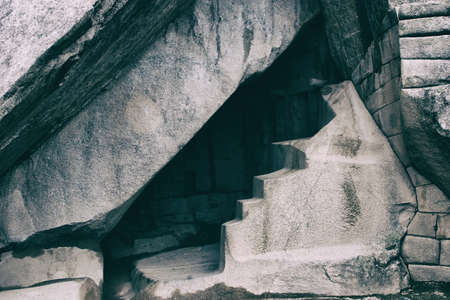 Home of the King Pachacuti in Machu Picchu historical city on the Andes mountains. Peru. South America. No people.の写真素材