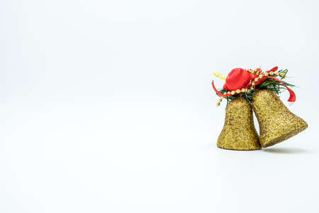 Holidays wallpaper background of colorful Christmas decorations isolated on white background.の写真素材