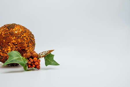 Holidays wallpaper background of colorful Christmas decorations isolated on white background.の写真素材