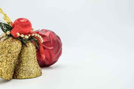 Holidays wallpaper background of colorful Christmas decorations isolated on white background.の写真素材