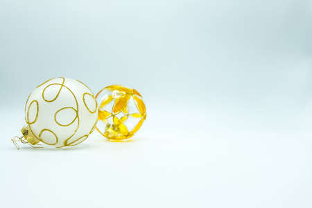 Holidays wallpaper background of colorful Christmas decorations isolated on white background.の写真素材