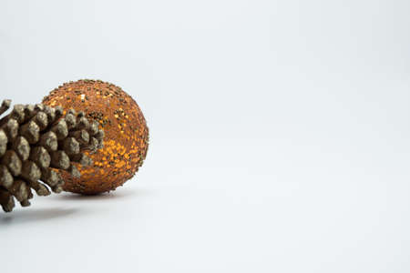 Holidays wallpaper background of colorful Christmas decorations isolated on white background.の写真素材