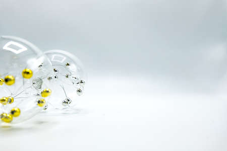 Holidays wallpaper background of colorful Christmas decorations isolated on white background.の写真素材