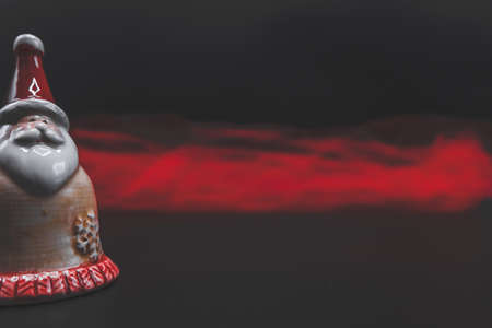 Cool holidays wallpaper background of Christmas decorations and balls or baubles on black background.の写真素材