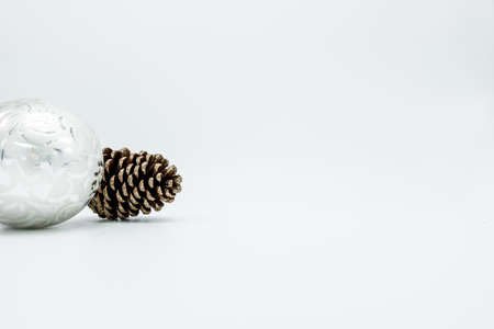 Monochrome elegant Christmas wallpaper background of tree decorations. Classy holidays image in black and white.の写真素材