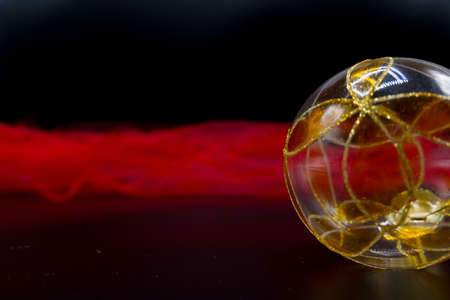 Cool holidays wallpaper background of Christmas decorations and balls or baubles on black background.の写真素材