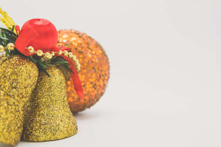 Holidays wallpaper background of colorful Christmas decorations isolated on white background.の写真素材